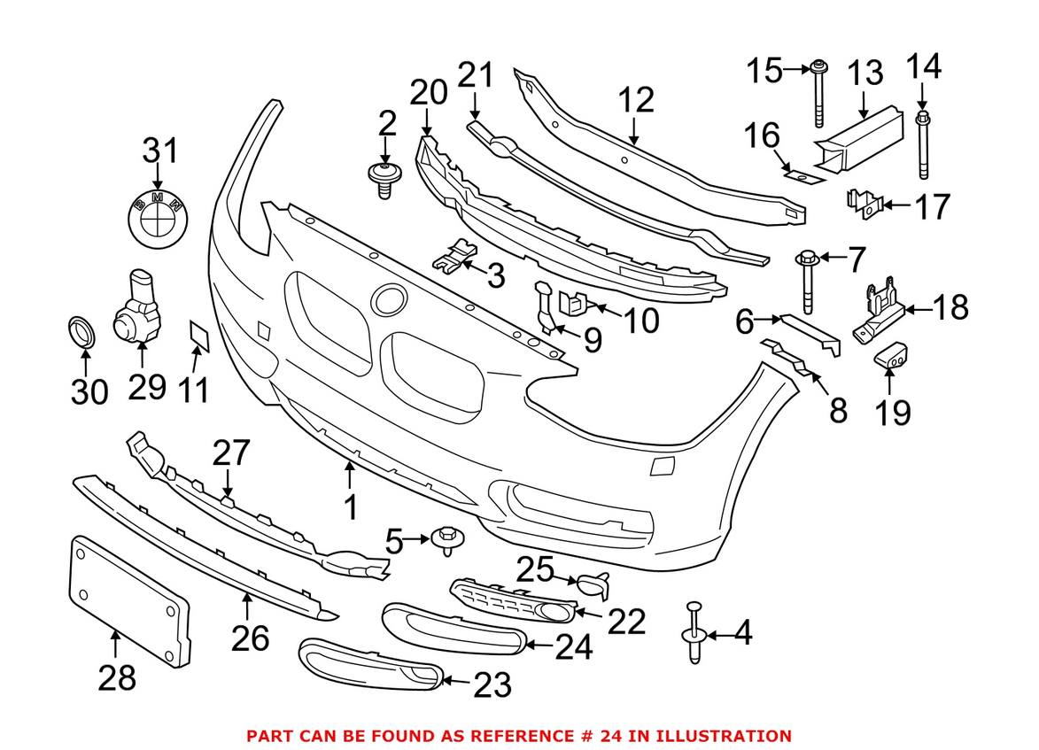 BMW Fog Light Trim = Front Passenger Side 51117351830